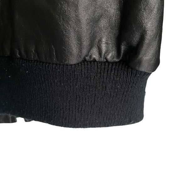 Ada Black Leather Zip Front Long Sleeve Moto Bomber Jacket M - Picture 7 of 9
